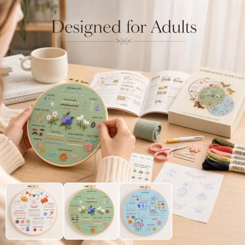 DOPLOEU 32 Essential Stitches Embroidery Kit for Beginners Adults - Image 3