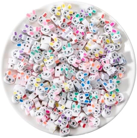 100pcs Animal Rabbit Polymer Clay Spacer Beads for Women Jewelry Making DIY Bracelet Necklace Earrings Accessories (Rabbit) by LUBINGSHINE