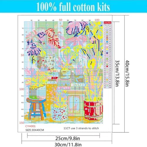 WUSARPLY Potted Plants Stamped Cross Stitch Kits for Beginners Adults - Image 6