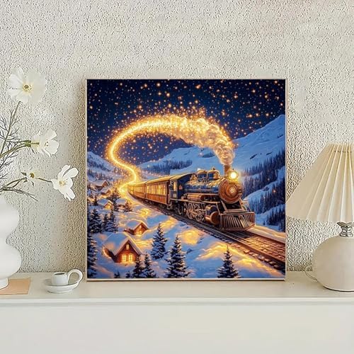 NZNANCHU Paint by Number for Adult,DIY Painting Kits for Adults,Color by Numbers,Paint by Number Canvas Crafts Watercolor for Beginners Hoom Decor (Train) - Image 7