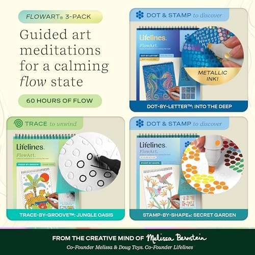 Lifelines FlowArt Activity Pad 3-Pack, Guided Art Meditation Coloring Books - Image 2