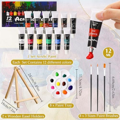 Cholemy 36 Pcs Paint and Sip Kit Gift for Adults 8''x10'',Wine Lady - Image 4