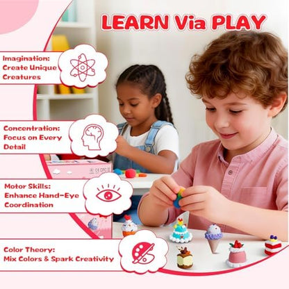 Kids Clay Air Dry Clay for Kids - Air Drying Modeling & Sculpting Kit,DIY 12 Box Food Dessert Cake Theme Arts & Crafts Clay Set,Ultra Soft Non-Sticky Bulk Party Favors & Party Crafts for Girls & Boys - Image 3
