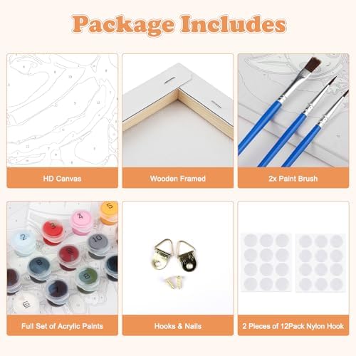 GHHKUD 4 Pack Framed Paint by Numbers Winter for Adults Beginners, DIY Christmas Holiday Paint by Numbers, Art on Canvas Gifts Home Wall Decor 8x8in - Image 6