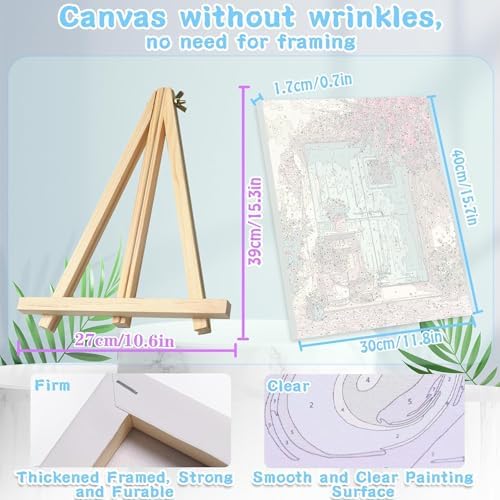 4 Pack Paint by Numbers kit for Adults Beginner Framed with Wooden Easel - Image 2