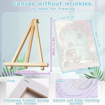 4 Pack Paint by Numbers kit for Adults Beginner Framed with Wooden Easel - Image 2