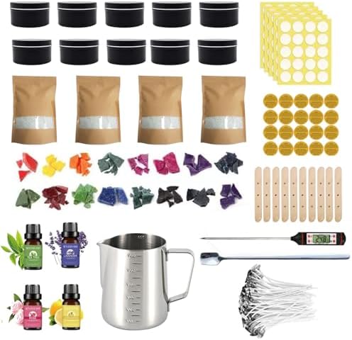 AXUANHUA Complete Candle Making Kits - Candle Making Kit for Adults - DIY Candle Making Supplies Include 10 Jars, 4 Soy Wax, 16 Dyes, 100 Candlewicks, 4 Scents & Many More - Arts and Crafts for Adults by Axuanhua