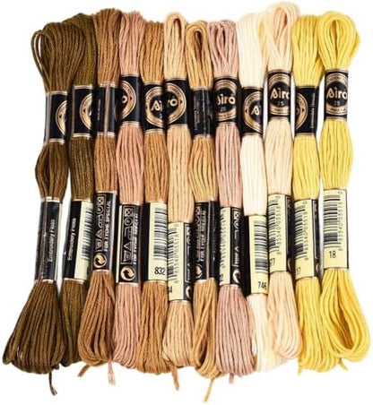 12 Skeins 6 Strands Brown Embroidery Floss Thread for Bracelets by CABODYALS