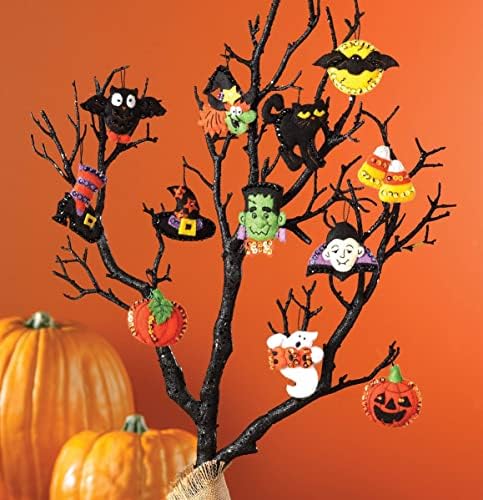 Bucilla 86430 Halloween Felt Applique Ornaments Kit (Size 2" by 2.5-Inch), Set of 12 - Image 2