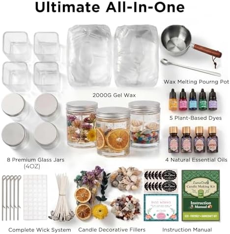 LumaCraft Clear Gel Wax Candle Making Kit – 4.4LB Transparent Jelly Wax with Boutique Fragrance Oils, Dyes, Glass Jars, Wicks & Decor Supplies, Luxury Complete DIY Starter Kit for Beginners & Adults - Image 2