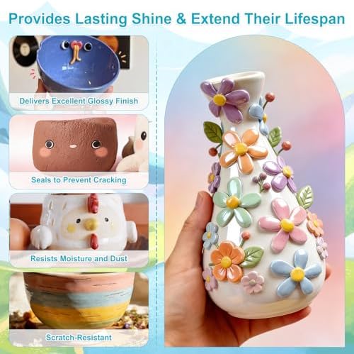Lezmarket 200ml Air Dry Clay Glaze and 48 Pcs Clay Tools Kit, (Gloss) - Image 4