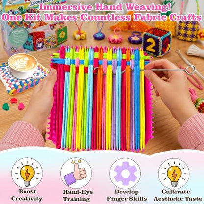 432 Pcs Weaving Loom Kit for Kids,DIY Arts & Crafts Kit with 12 Color Loops - Image 6