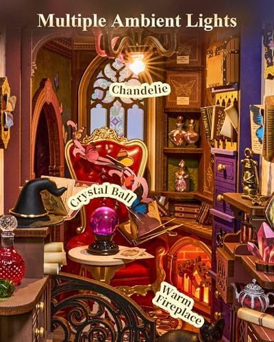Rolife LED Book Nook Kit Magic Fantasy Corner, DIY Booknook Kit 3D Creative Decorative Bookend Bookshelf Insert, Halloween/Christmas Decorations/Gifts for Adults (Magic Fantasy Corner) - Image 3