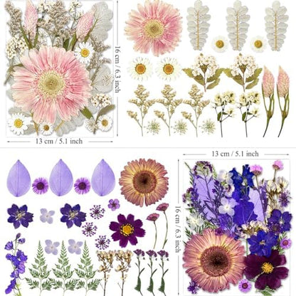 MIKIYA 98Pcs Pressed Dried Flowers for Resin Molds, Real Natural Bulk Big Dry Floral Leave for DIY Art Crafts, Epoxy Jewelry, Candle, Soap Making, Nails Decors - Image 4