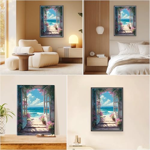 EOBROMD Framed Paint by Numbers Kits for Adults with Wooden Easel, Scenery Landscape DIY Kits Crafts for Beginner on Stretched Canvas, 3 Brushes and Acrylic Paint for Home Decor 10x14 Inch - Image 7