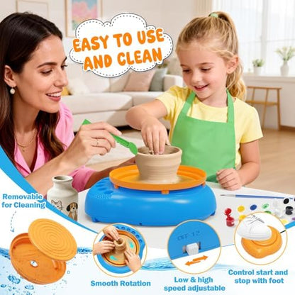 Weilim Pottery Wheel for Kids Beginners, Air-Dry Clay & Paint Kit Ages 6-12 - Image 5
