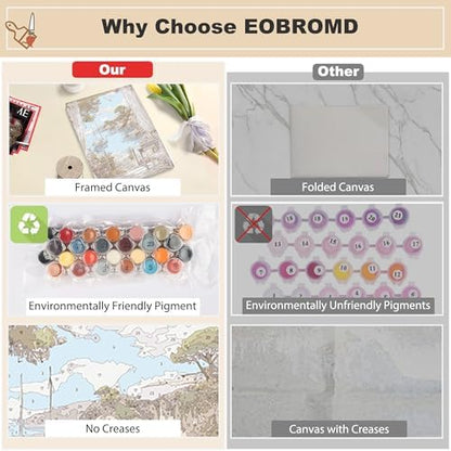 EOBROMD Framed Paint by Numbers Kits for Adults Seaview, DIY Landscape Acrylic Paint by Number on Stretched Canvas, Painting Kits Adults Oil Paint by Numbers for Home Decor 12x16inch - Image 4