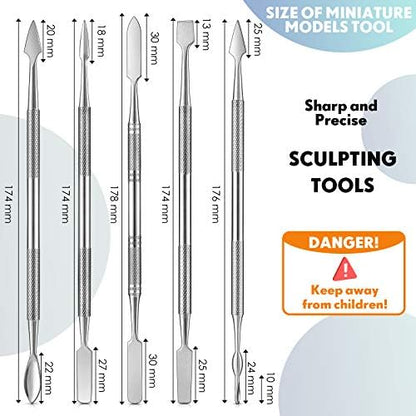 Honoson 5 Pcs Miniature Sculpting Tools, Double-Ended Steel Modeling - Image 2