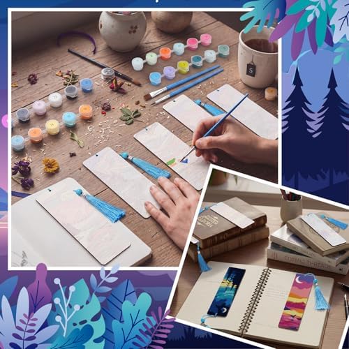 Kosiz 12 Pcs Night Landscape Paint by Number Kit for Adult Wood Bookmark - Image 4