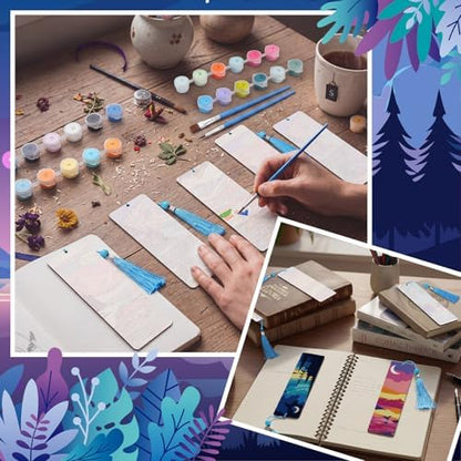 Kosiz 12 Pcs Night Landscape Paint by Number Kit for Adult Wood Bookmark - Image 4