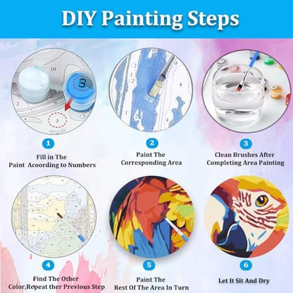 Artunion Framed Paint by Numbers Kit for Adults Beginners & Kids Ages 8-12,Colorful Parrot Paint by Number with Frame,Bird Paint by Numbers Kit on Canvas 10 * 10 Inch Without Easel - Image 6