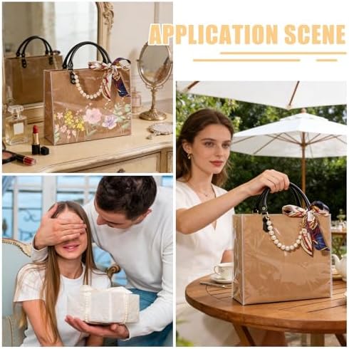 CONCHLERY Tote Bag Handbag Making Kit with Handbag Bottom, Handle, Ribbon Easy Handmade DIY Bags for Women Gift Travel Summer Beach Party, Wood - Image 7