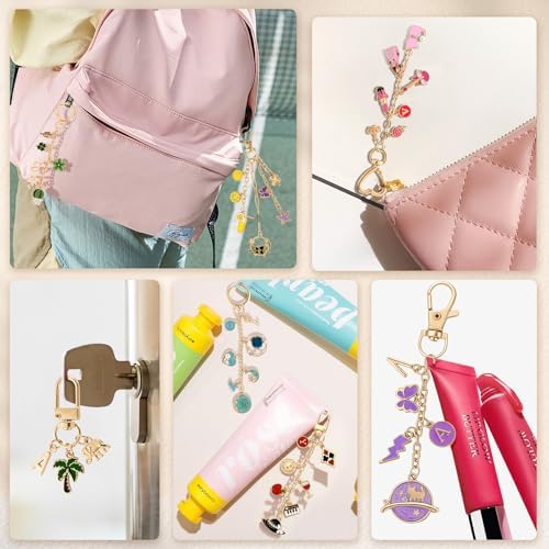 Zefy 552Pcs Charms Lip Gloss Keychain Making Kit, DIY Bag Charm Kit Gold - Image 4