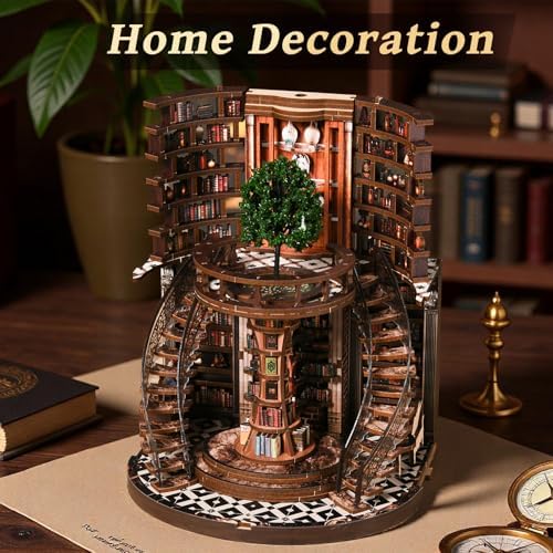 DIY Book Nook Kit, 3D Wooden Puzzle Miniature House Kit Adult, Library - Image 6