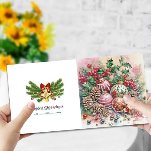 POETRYDRAW 6 Pack 5D DIY Diamond Art Painting Christmas Flower Greeting Card Kit, Diamond Art Birthday Holiday Greeting Card, Crafts Kit Creative with Envelope - Image 4