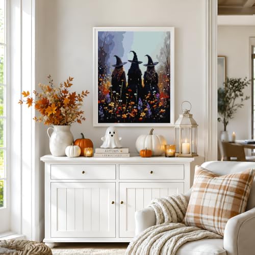NXIKYO Witch Trio Paint by Numbers Kit for Adults Beginner, Adult Paint by Number Kits on Flower Witches Canvas, DIY Acrylic Oil Easy Painting by Numbers for Home Wall Decor 16x20 inch (Without Frame) - Image 4