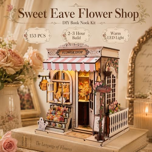 Book Nook Kit, Flower Shop Model Craft Kits, DIY Miniature House Kit - Image 6