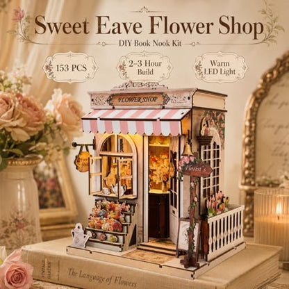 Book Nook Kit, Flower Shop Model Craft Kits, DIY Miniature House Kit - Image 6