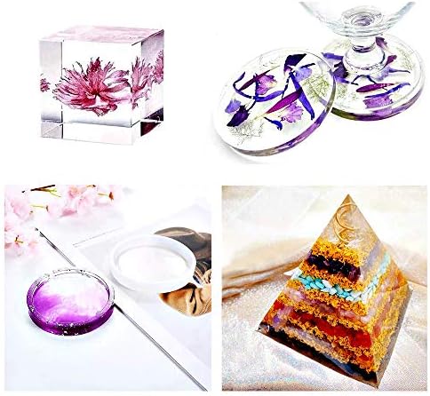 Resin Molds Silicone Kit 20Pcs,Epoxy Resin Molds Including Sphere,Cube,Pyramid,Square,Round, Used for Create Art,DIY,Coasters,Candles.Bonus Decorative Sequins and The Complete Set(20PCS Resin molds) - Image 5