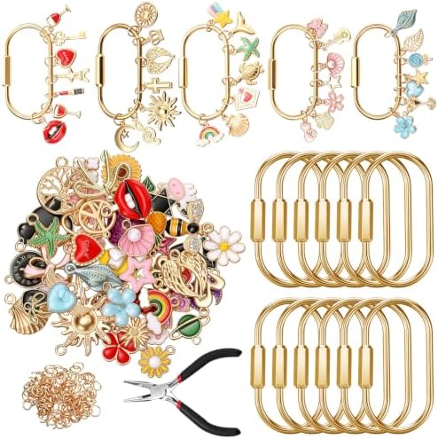 Sureio 210 Pcs Gold Brass Carabiner DIY Kit 12 Set Carabiner Bag Making by Sureio