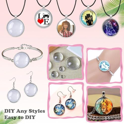45pcs Pendant Trays Set with Cabochon Glass, Round - Image 3