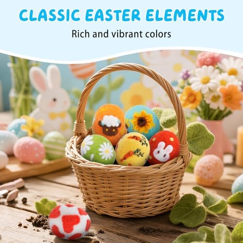 6 Pcs Easter Eggs Needle Felting Kit for Beginner, Needle Felting Start Kit - Image 6