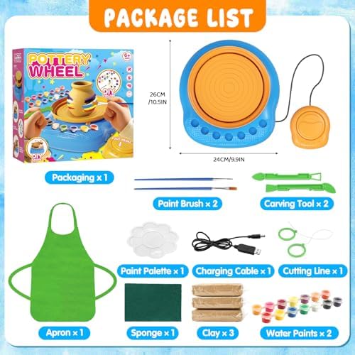 Weilim Pottery Wheel for Kids Beginners, Air-Dry Clay & Paint Kit Ages 6-12 - Image 2