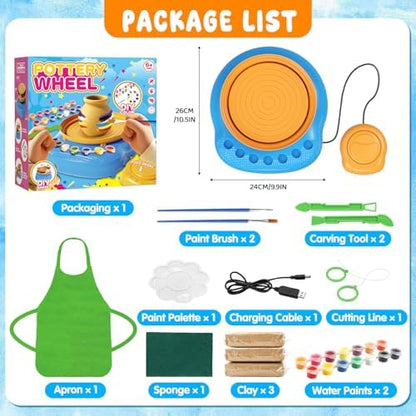 Weilim Pottery Wheel for Kids Beginners, Air-Dry Clay & Paint Kit Ages 6-12 - Image 2