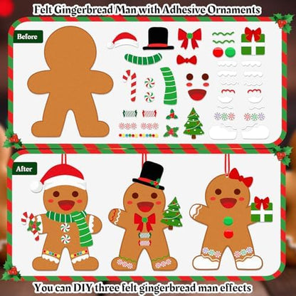 WovWeave 2.7ft DIY Felt Christmas Gingerbread Man Set with 46 Ornaments - Image 3