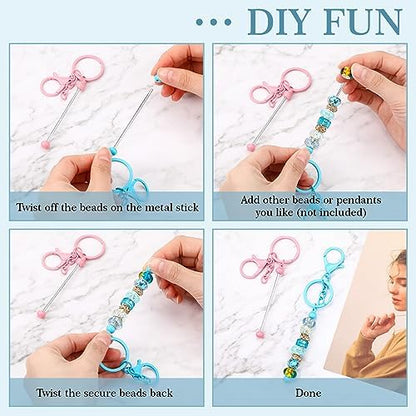 Huwena 6 Pcs Beadable Keychain Bars Metal Blanks DIY Crafts Jewelry Gift - Image 5