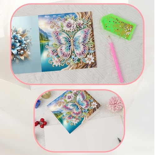 JISHSHAY 6 PCS Butterfly Diamond Painting Greeting Cards Owl Diamond Art Birthday Cards with Envelopes Peacock Gem Art Gem Painting Mosaic Kits for Adults for Thanksgiving Anniversary Valentine - Image 6
