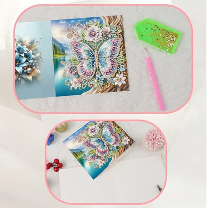 JISHSHAY 6 PCS Butterfly Diamond Painting Greeting Cards Owl Diamond Art Birthday Cards with Envelopes Peacock Gem Art Gem Painting Mosaic Kits for Adults for Thanksgiving Anniversary Valentine - Image 6