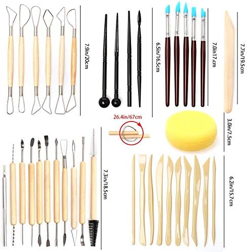61PCS Ceramic Clay Set Polymer Clay Pottery Set Wooden Pottery Sculpting Clay Cleaning Set - Image 2