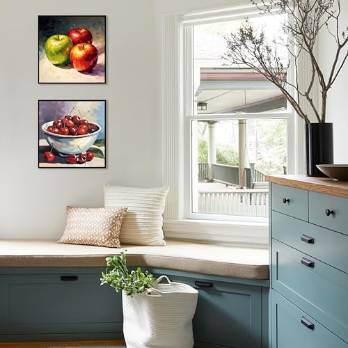 Ycydilirab 4 Pack Fruit Paint by Numbers Kit for Adults with Framed Wooden Easel - Fruit Adult Paint by Number,Paint by Number Canvas for Adults Gifts Home Wall Decor 8×8 inch - Image 2