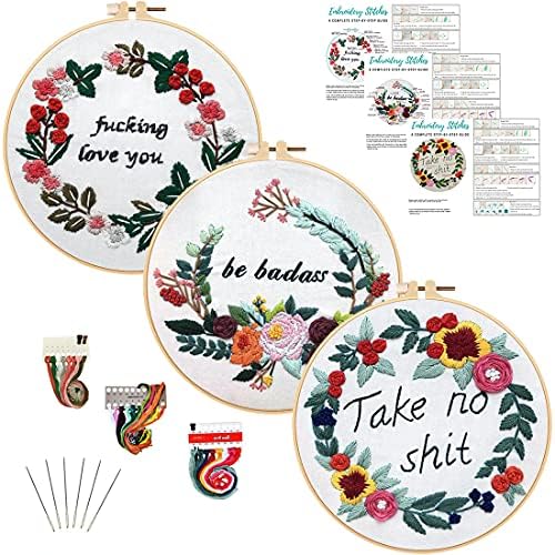 Louise Maelys 3 Pack Embroidery Kit for Beginners, Funny Quote Art by LouiseMaelys
