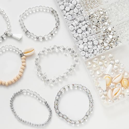 Xyliise Bracelet Making Kit Natürliche Perlen Set for Adults Beads for Bracelets Silver Jewelry Making Supplies DIY Jewelry Necklace Earrings (CZ006-Transparent) - Image 4