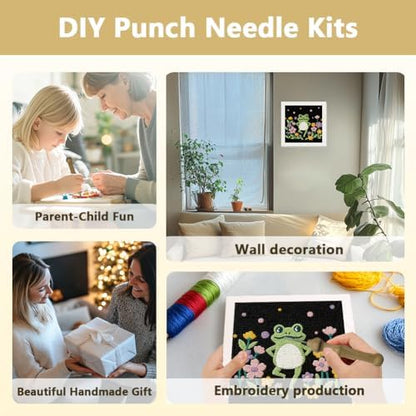 DOODLREAM Dancing Frog Punch Needle Kit for Beginner 9.4"x 9.4" - Image 4