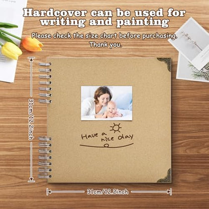 Scrapbook Album 12x12 Inch - Hardcover Kraft Paper Photo Album with 80 Pages, Memory Book for Wedding, Anniversary, Family, Christmas, Baby Shower, Ideal for Preserving Precious Moments - Image 2