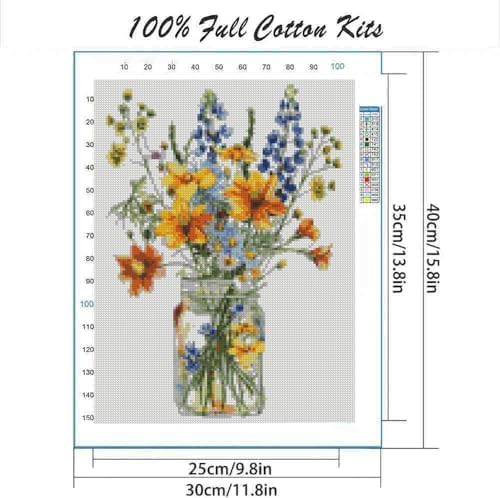 DYAIANGMU Flower Stamped Cross Stitch Kit for Adults 15.7x11.8 inches - Image 2
