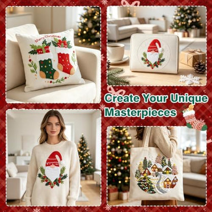 Christmas Embroidery Kit, 3 Pack Christmas Cross Stitch Kits for Adult - Image 6